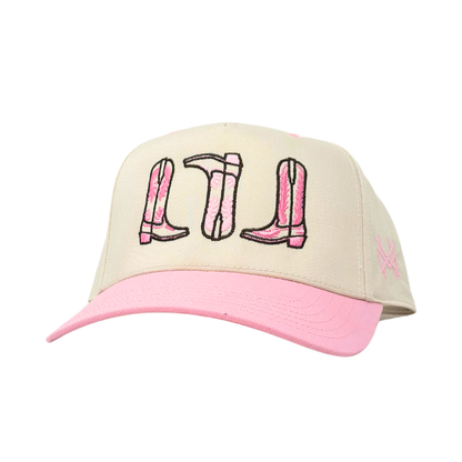 MHC Boots Trucker Hat: Pink/Natural Otto