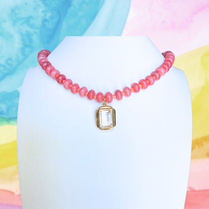 Candy Beaded Necklace: Pink