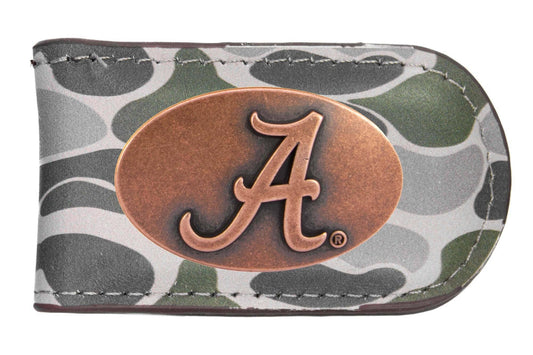 Alabama Crimson Tide Camo Leather Money Clip.: Brown/Tan Camo