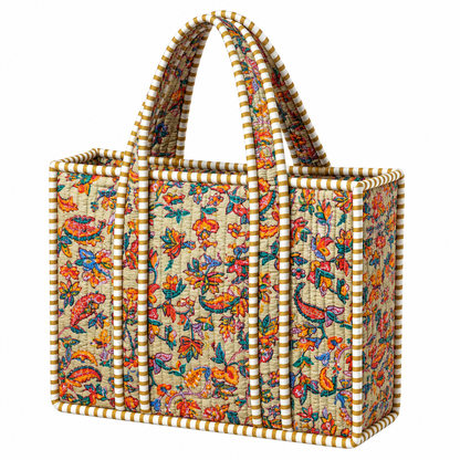 Multi Light Brown Quilted Bag Print: Large