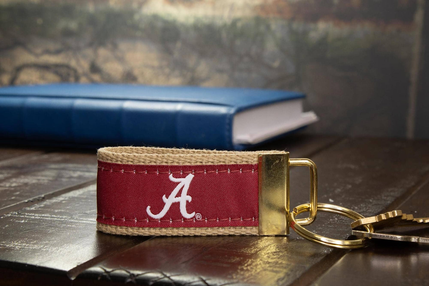 Alabama Crimson Tide Collegiate Woven Ribbon Key Chain. Alabama Key Fob. Alabama Gift. Crimson Tide Key Ring. Brass Clasp and O-Ring.: Script A