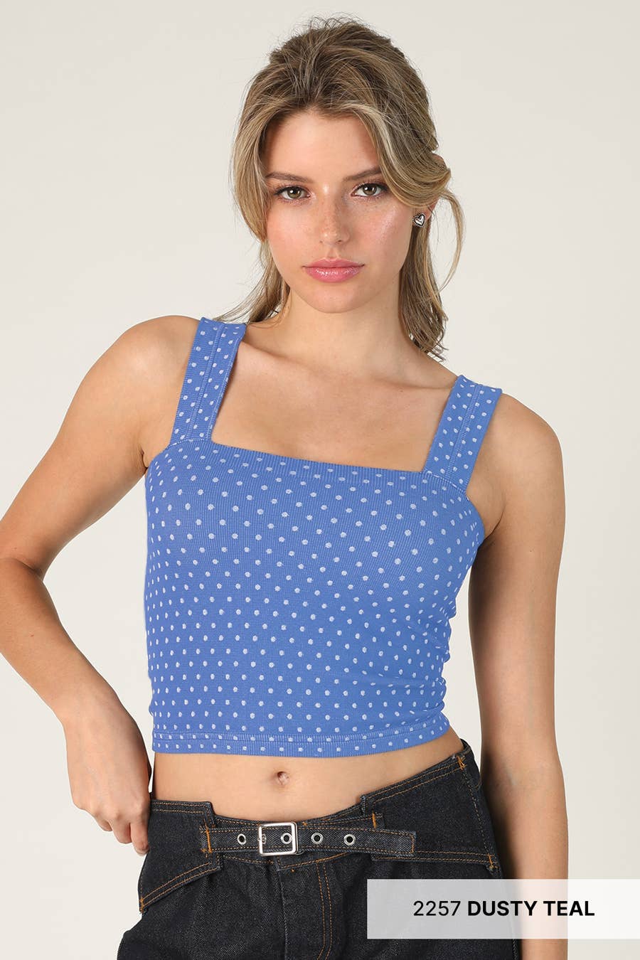 NS8532 - Polka Dot Square Crop Top: 2253 Pale Banana