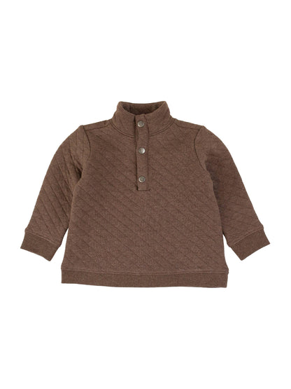 Boys Heather Carafe Quilted Quarter Snap Sweatshirt: Brown