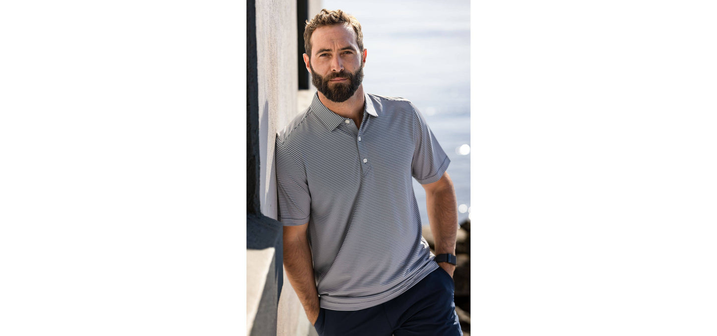 Cutter & Buck Forge Eco Double Stripe Recycled Mens Polo: Hunter/White