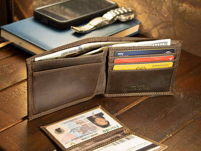 Auburn Tigers Men's Collegiate Bifold Leather Wallet.: Crazyhorse Brown