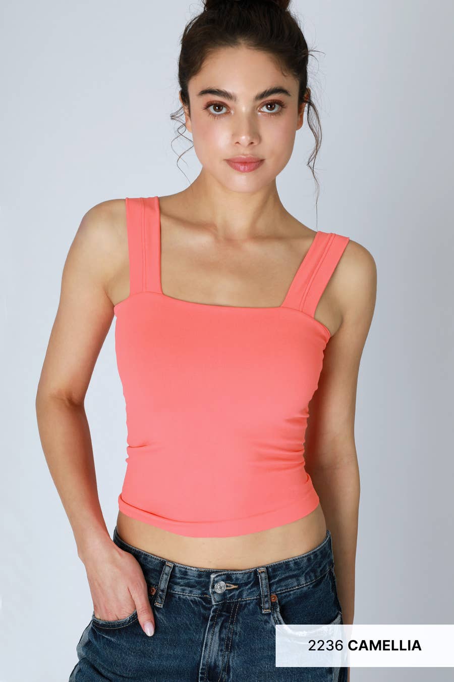 NS8409- Clean Line Square Tank: 2250 Poppy Red