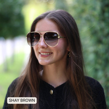 SHAY - Women's Polarized Large Hair Friendly Aviator: Cheetah