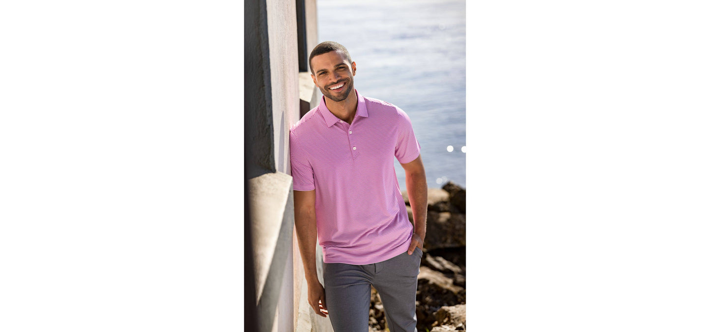 Cutter & Buck Forge Eco Double Stripe Recycled Mens Polo: Hunter/White