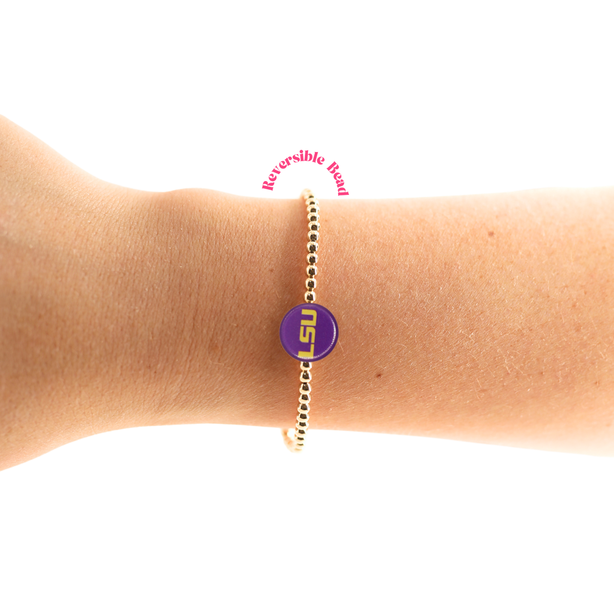 LSU Logo Flip Bracelet on Gold: Gold / Standard 6.75 inch