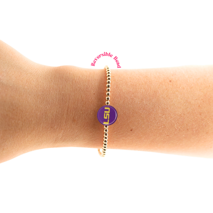 LSU Logo Flip Bracelet on Gold: Gold / Standard 6.75 inch