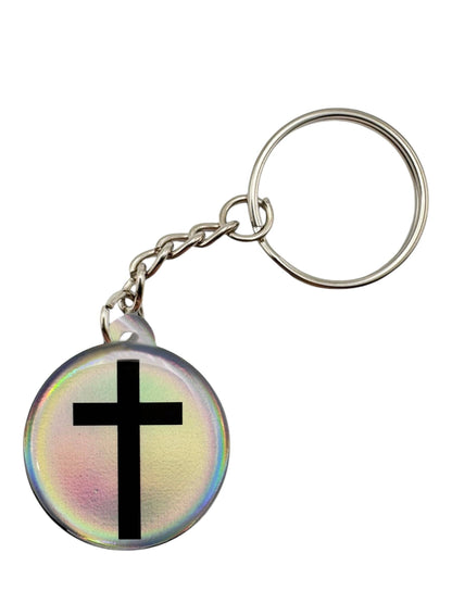 Tap To Pray - Prayer Tag Keychains: Blue Crystal + Cross