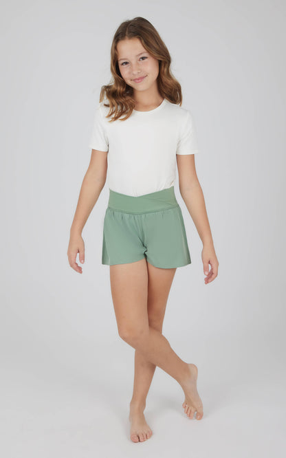 Girls Crossover Hybrid Short with Inner Pant: Black