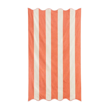 Large Scalloped Striped Beach Towel 90 x 170cm - 100% Cotton: Burnt Orange