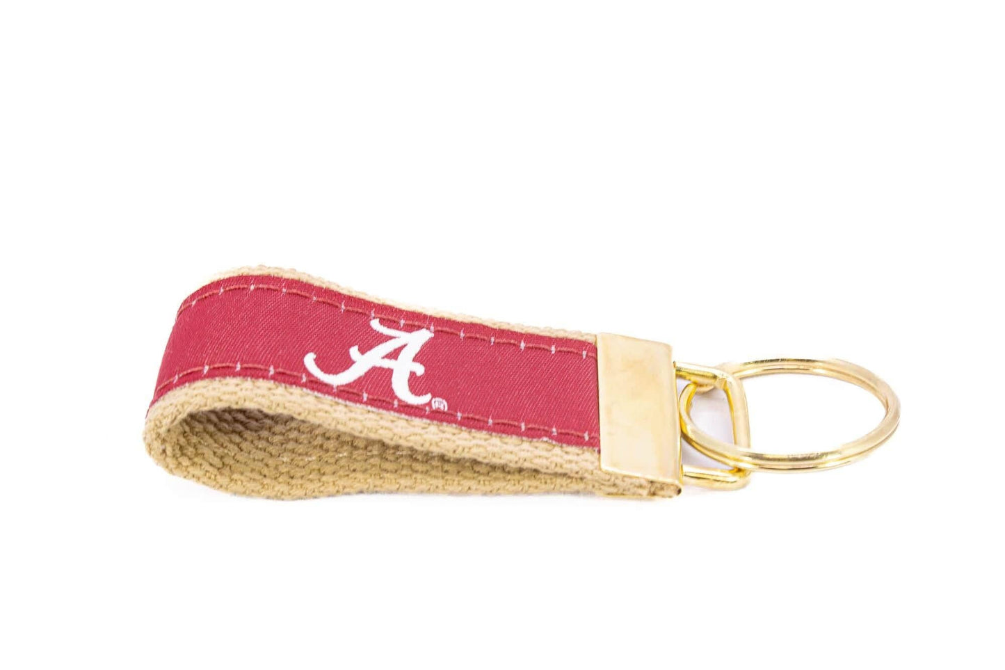 Alabama Crimson Tide Collegiate Woven Ribbon Key Chain. Alabama Key Fob. Alabama Gift. Crimson Tide Key Ring. Brass Clasp and O-Ring.: Script A
