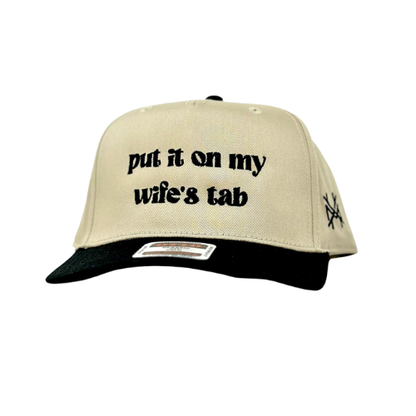 MHC Put It On My Wife's Tab Trucker Hat: White Yupoong