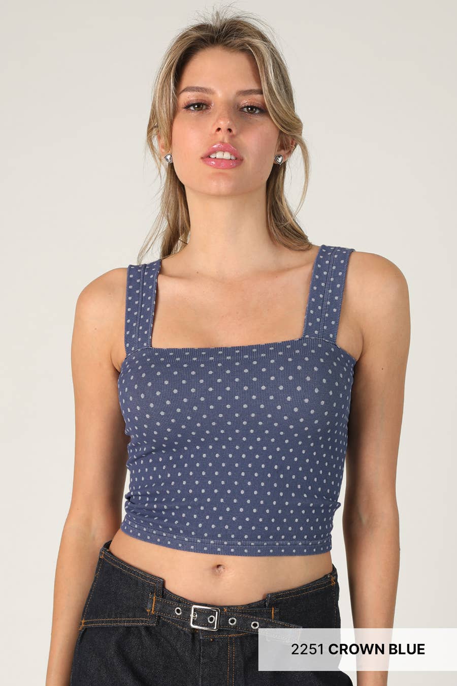 NS8532 - Polka Dot Square Crop Top: 2253 Pale Banana