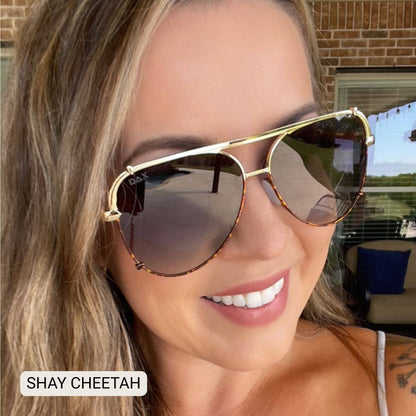 SHAY - Women's Polarized Large Hair Friendly Aviator: Cheetah