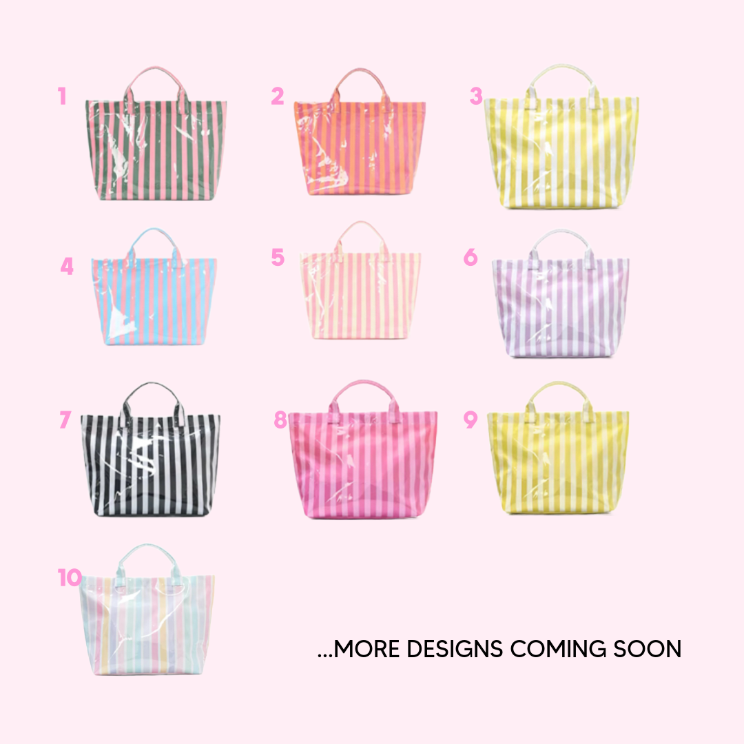 Summer Striped Clear-Coated Tote Bag