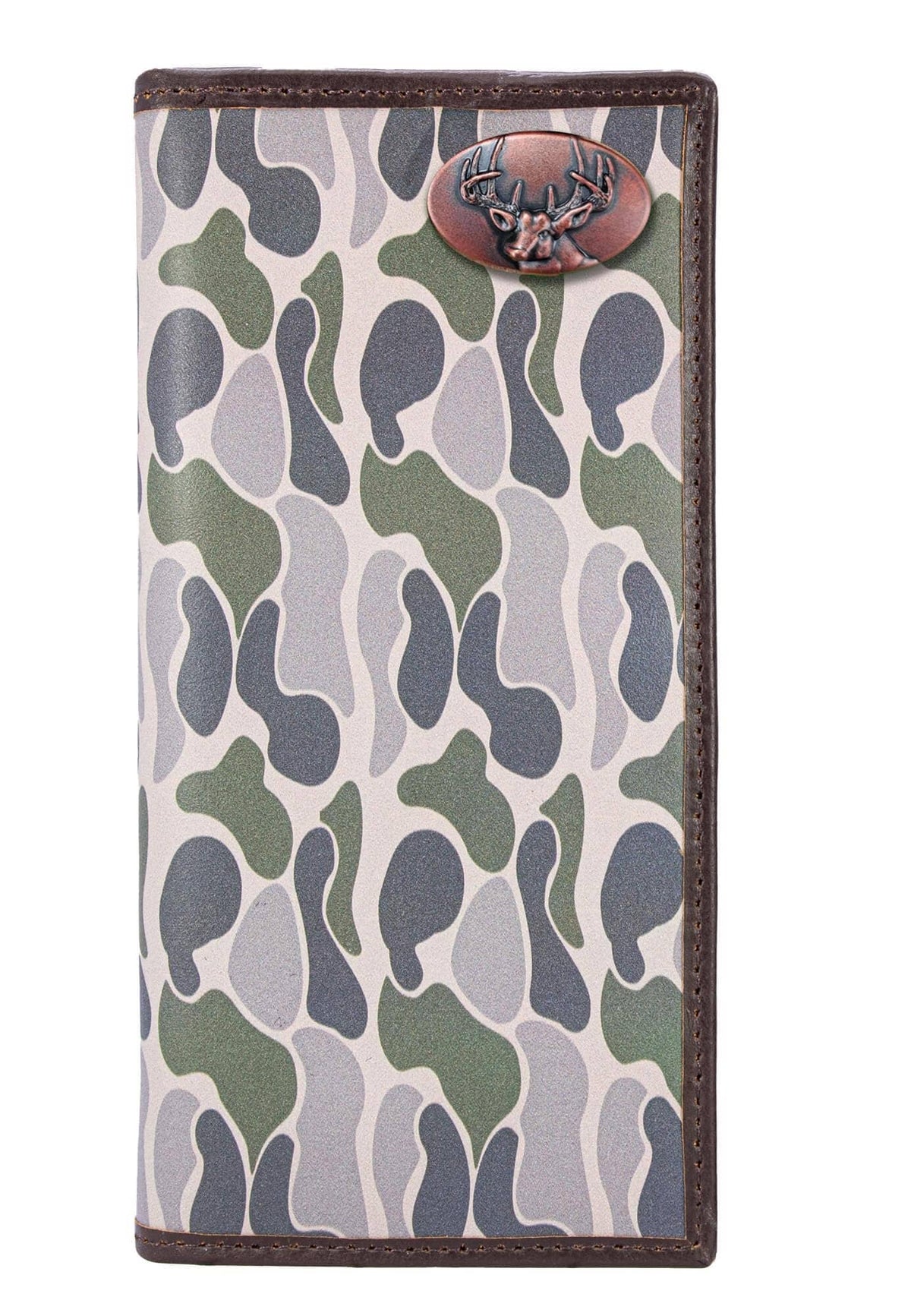 Buck Men's Secretary Old School Camo Leather Wallet.: Brown/Tan Camo