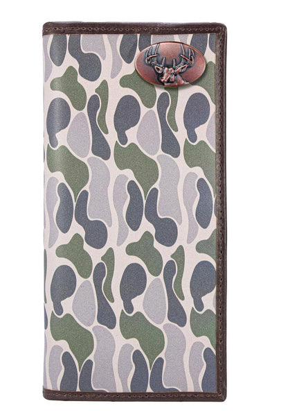 Buck Men's Secretary Old School Camo Leather Wallet.: Brown/Tan Camo