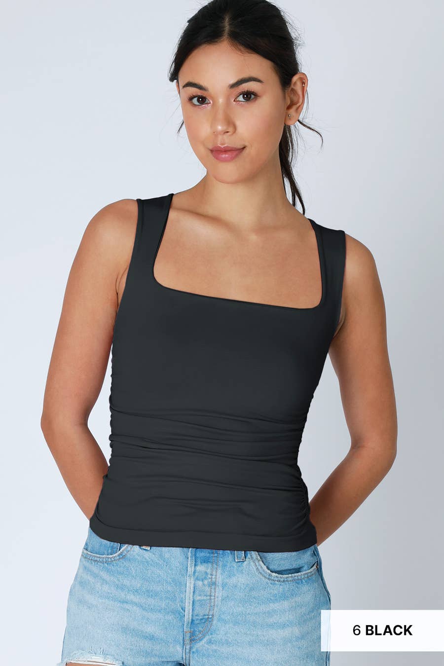 Clean Line Square Shirred Top: 2259 Marina