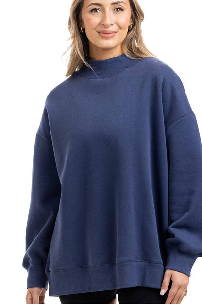 Navy Essential Wholesale Mockneck Sweatshirt: Navy
