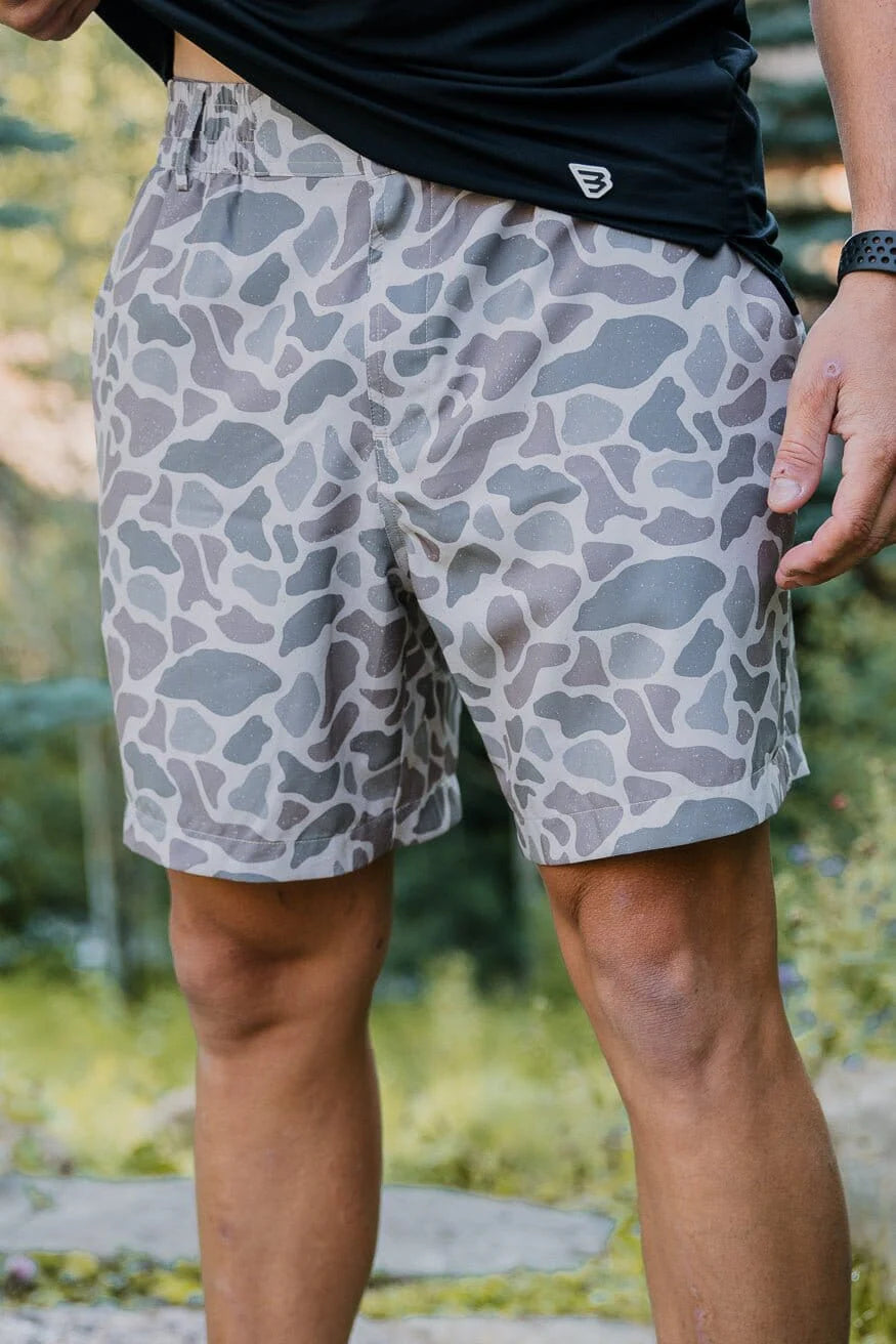 BURLEBO 5.5” Everyday Short - Classic Deer Camo - Grey Pocket