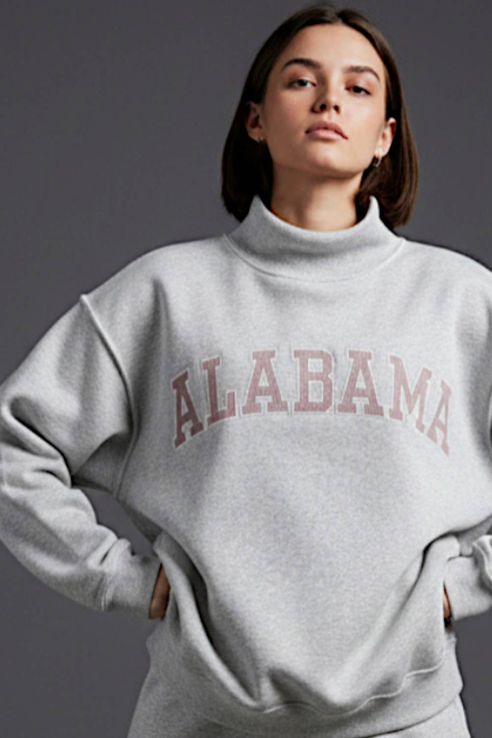 ALABAMA1 |  'ALABAMA' Embroidered Sweatshirt: HEATHER GREY/CRIMSON