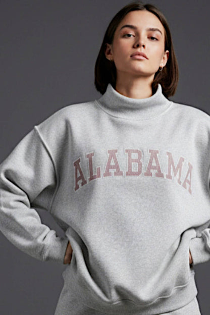 ALABAMA1 |  'ALABAMA' Embroidered Sweatshirt: HEATHER GREY/CRIMSON