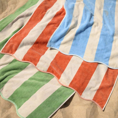 Large Scalloped Striped Beach Towel 90 x 170cm - 100% Cotton: Navy