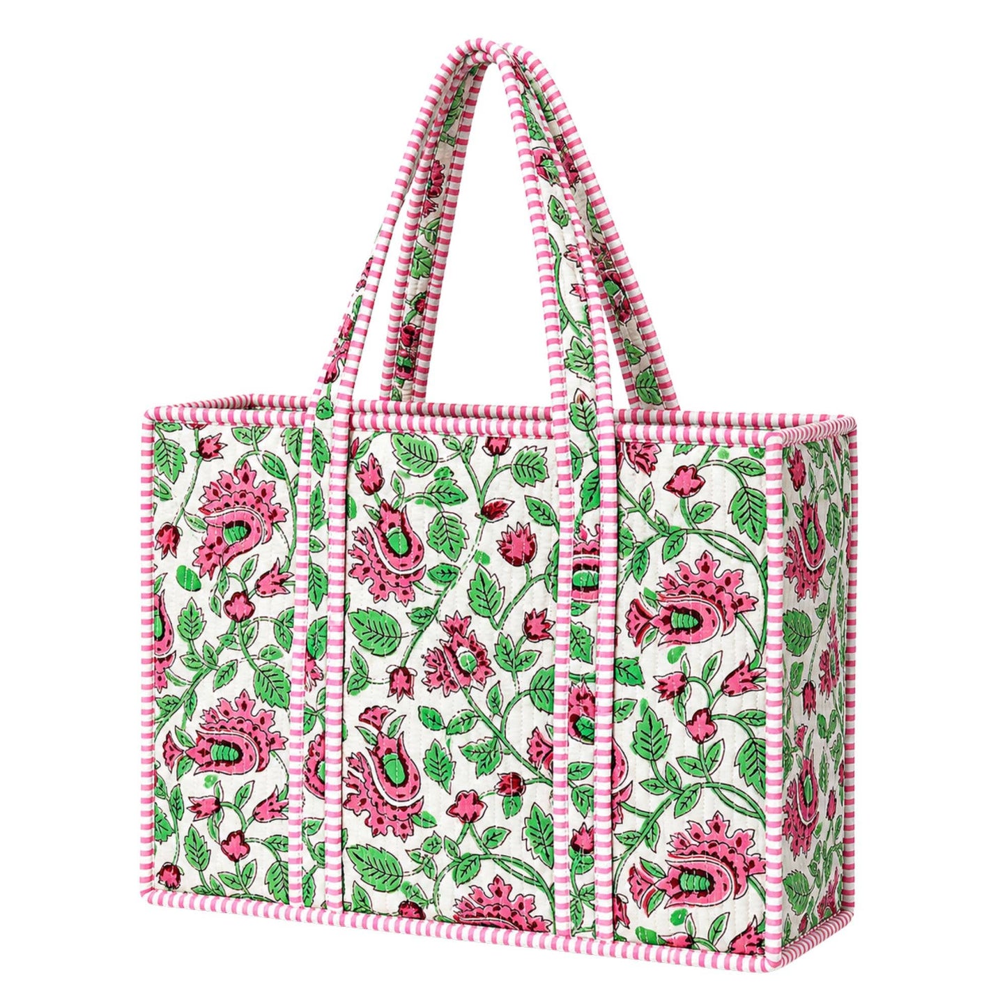 Pink Floral Quilted Bag Print: Large