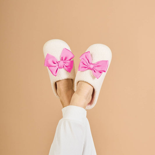 Fuzzy Slippers-Betty Bow Hot Pink: S/M
