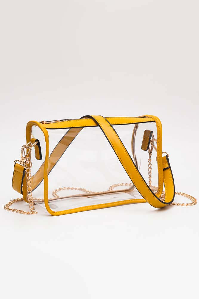 Clear Rectangle Stadium Concert Crossbody Bag: Navy