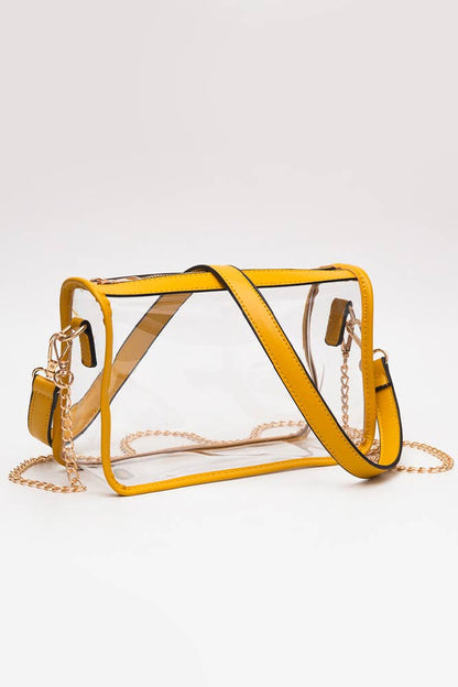 Clear Rectangle Stadium Concert Crossbody Bag: Navy