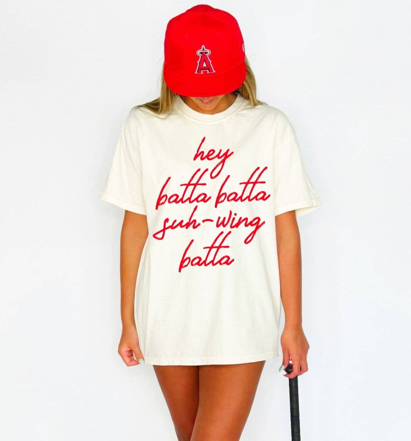 Hey Batta Swing Batta Youth & Adult Tee: Ivory