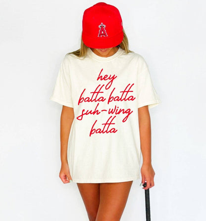 Hey Batta Swing Batta Youth & Adult Tee: Ivory
