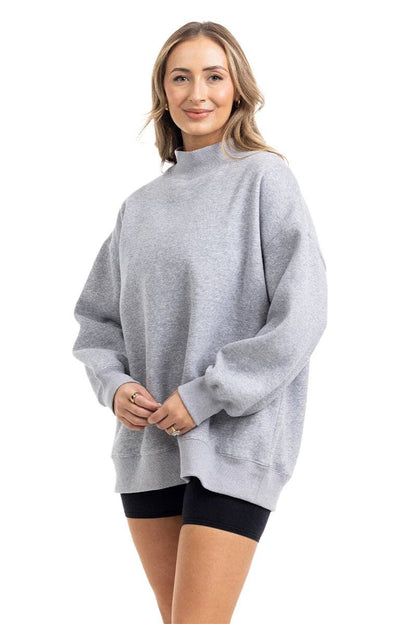 Heather Wholesale Essential Mockneck Crew: Gray