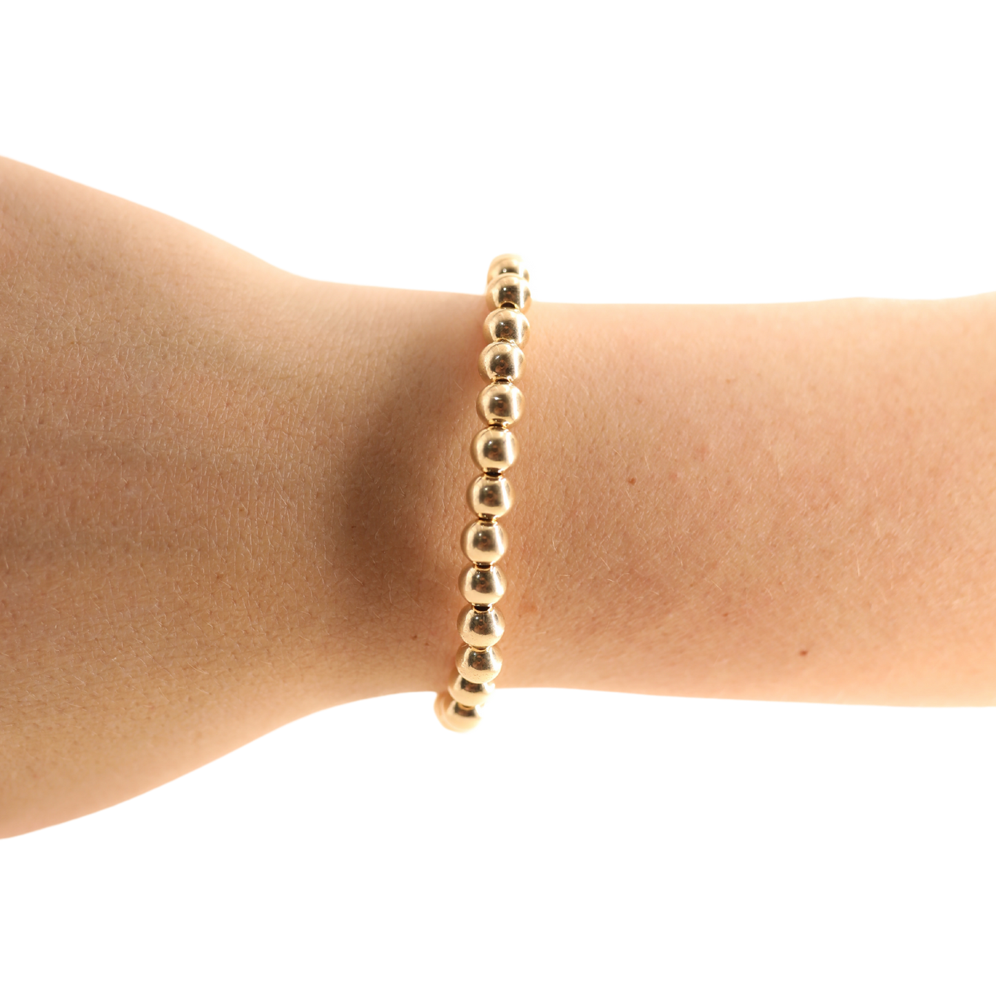 6MM Gold Beaded Bracelet: Standard 6.75 inch