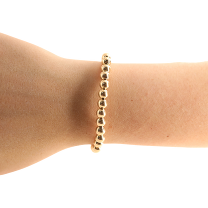 6MM Gold Beaded Bracelet: Standard 6.75 inch