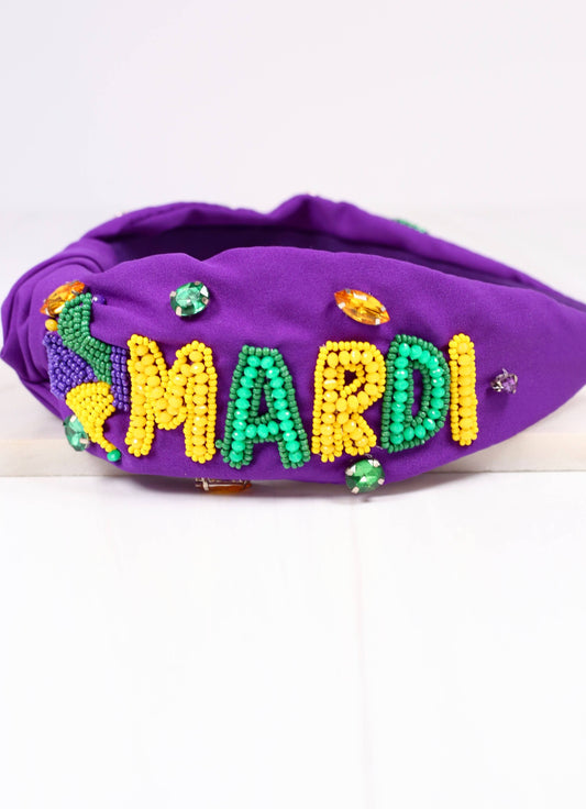 Mardi Gras Beaded Headband PURPLE: Default
