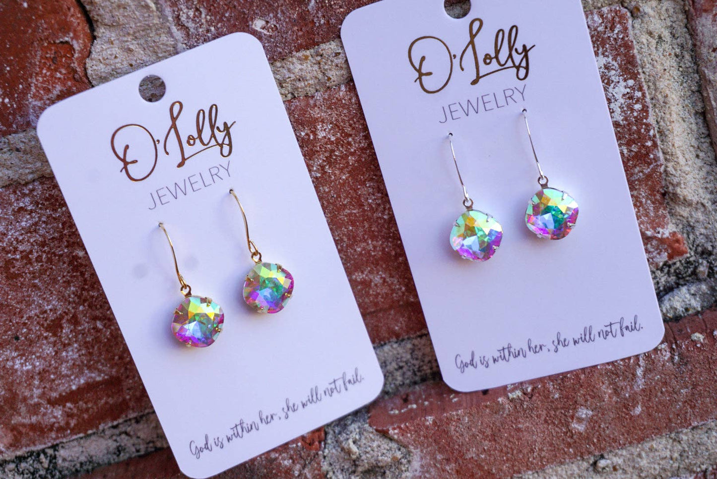 O'Lolly "Roxie" Earrings - AB Stone Dangle: Silver