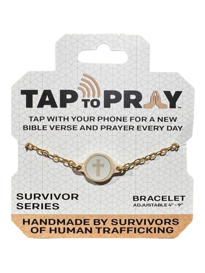 Tap To Pray™ - Survivor Series Handmade Bracelets: Coral + Cross