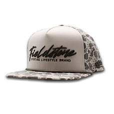 Fieldstone 7 Panel grey camo hat script