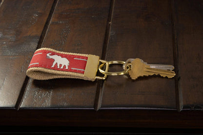 Alabama Crimson Tide Collegiate Woven Ribbon Key Chain. Alabama Key Fob. Alabama Gift. Crimson Tide Key Ring. Brass Clasp and O-Ring.: Script A