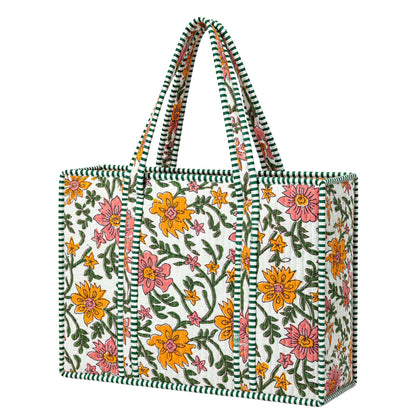 Orange and Pink Quilted Bag Print: Large
