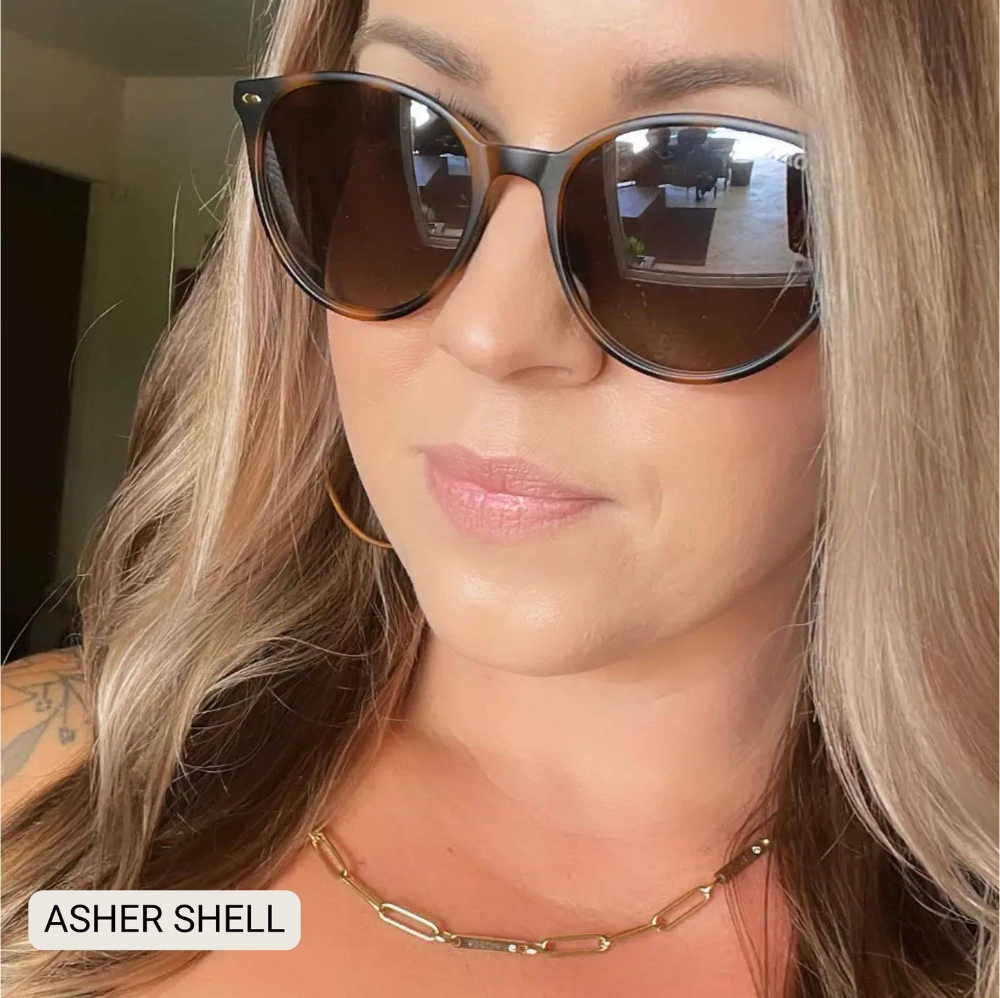 Asher - Women's Polarized Round Sunglasses: Shell