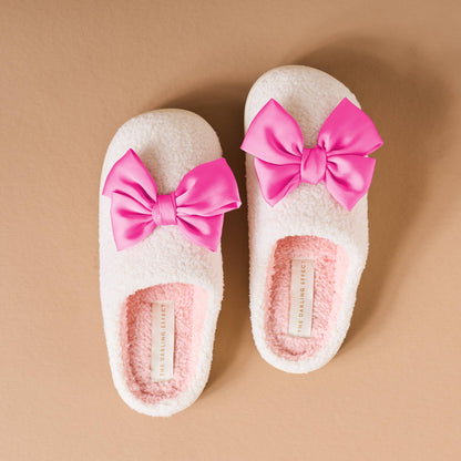 Fuzzy Slippers-Betty Bow Hot Pink: M/L