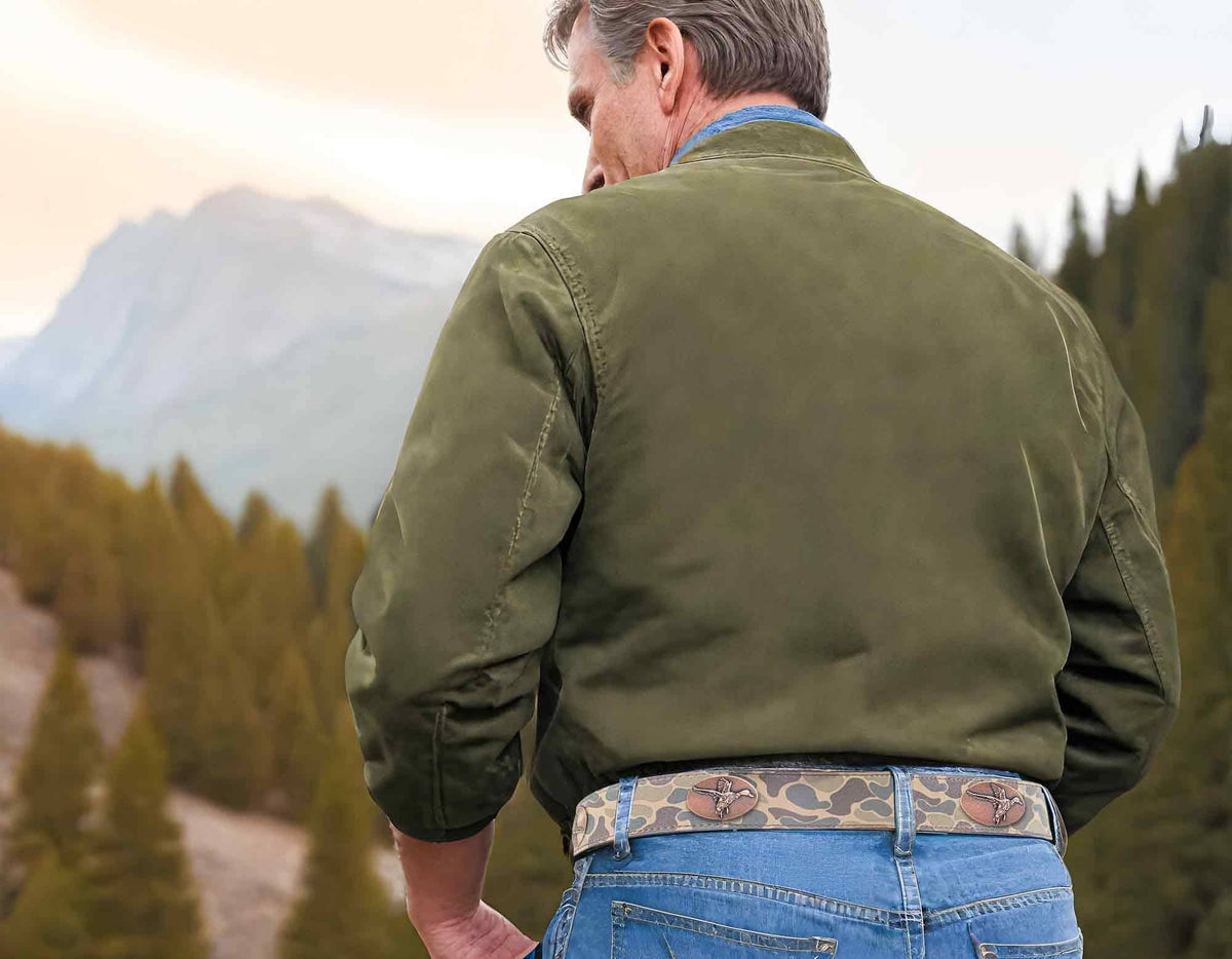 Mallard Old School Camo Leather Belt