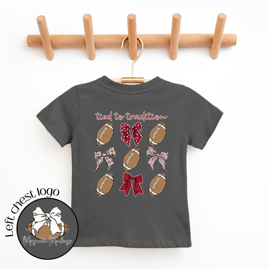 Tied to Tradition | Crimson + Gray | Football Kid’s Tee