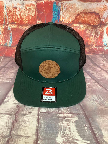 Circle Logo Leather Patch Flat Bill: Black